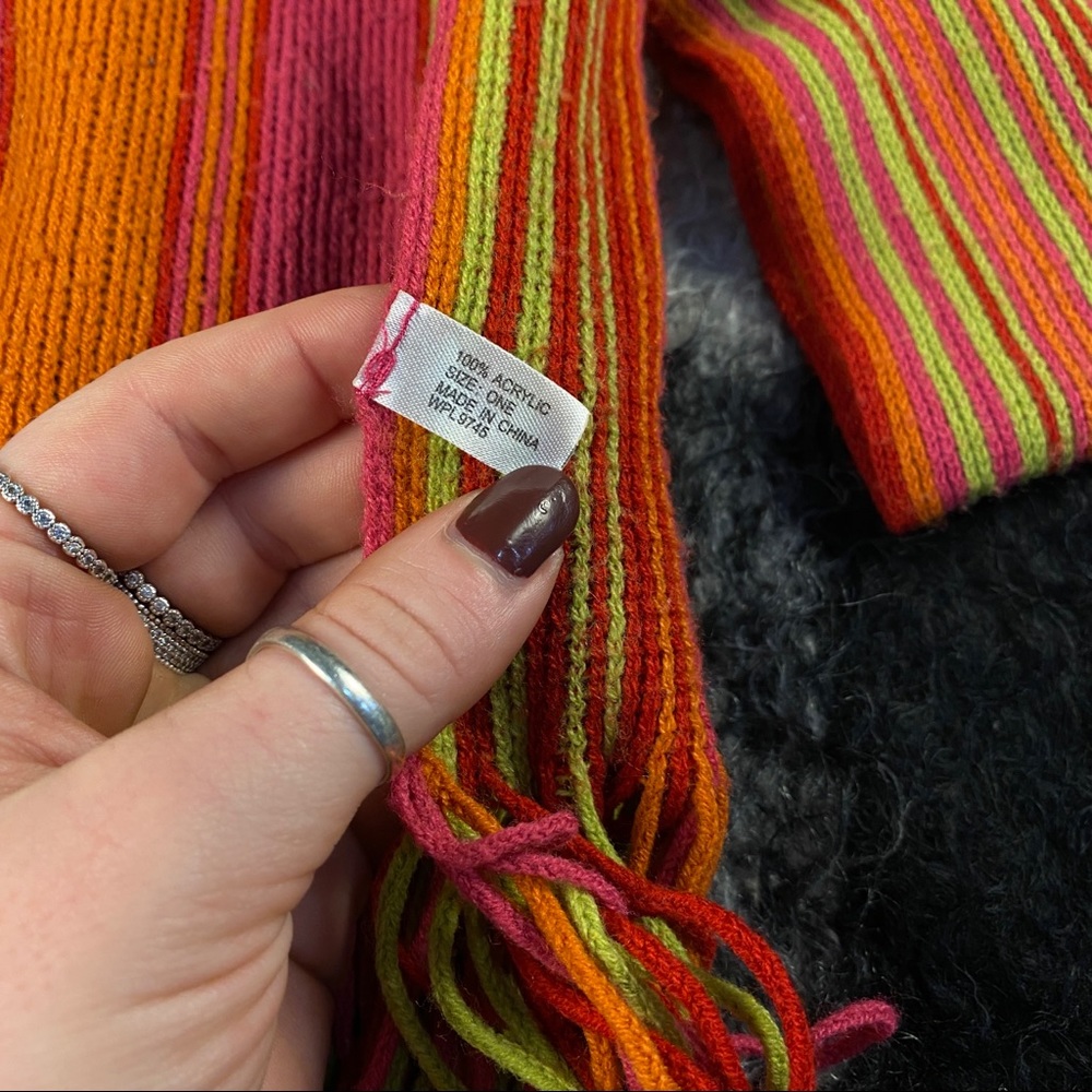 Y2k Multiple Color Fringe Acrylic Long Scarf - image 4